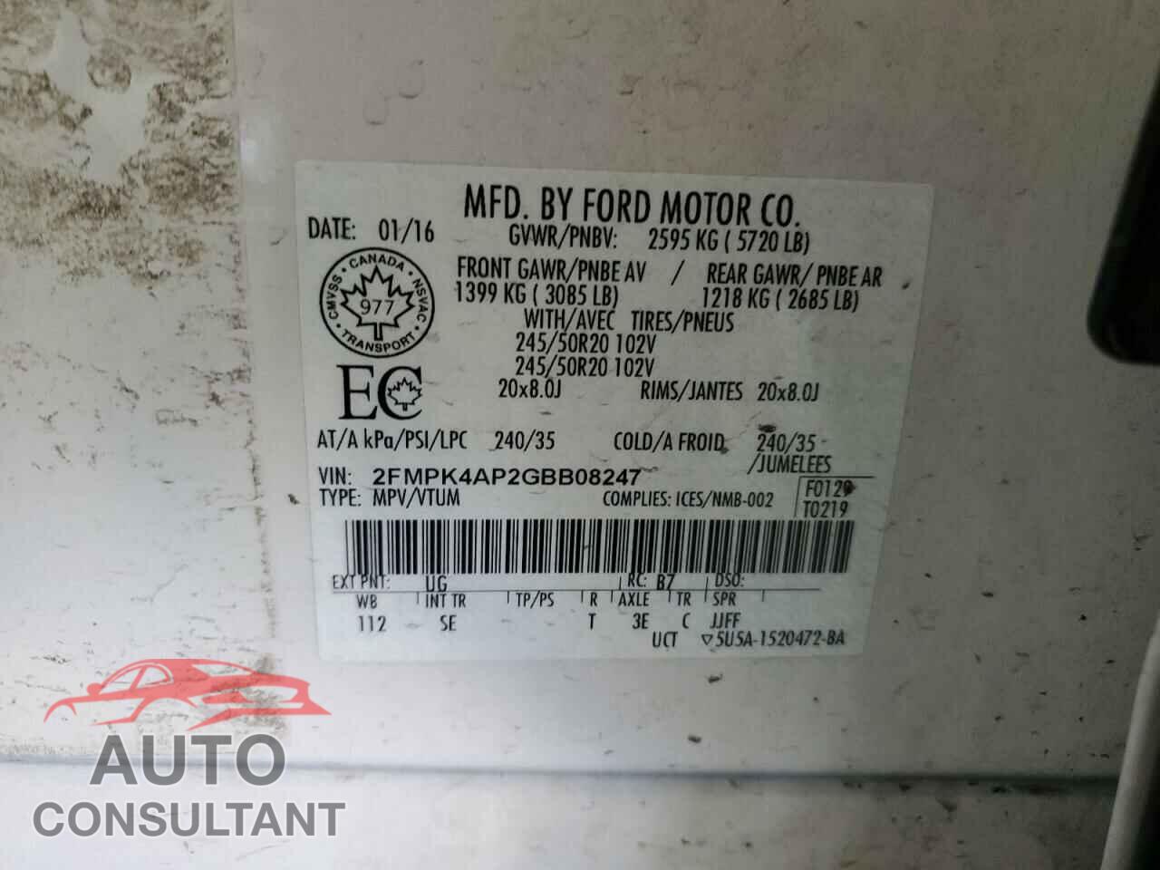 FORD EDGE 2016 - 2FMPK4AP2GBB08247