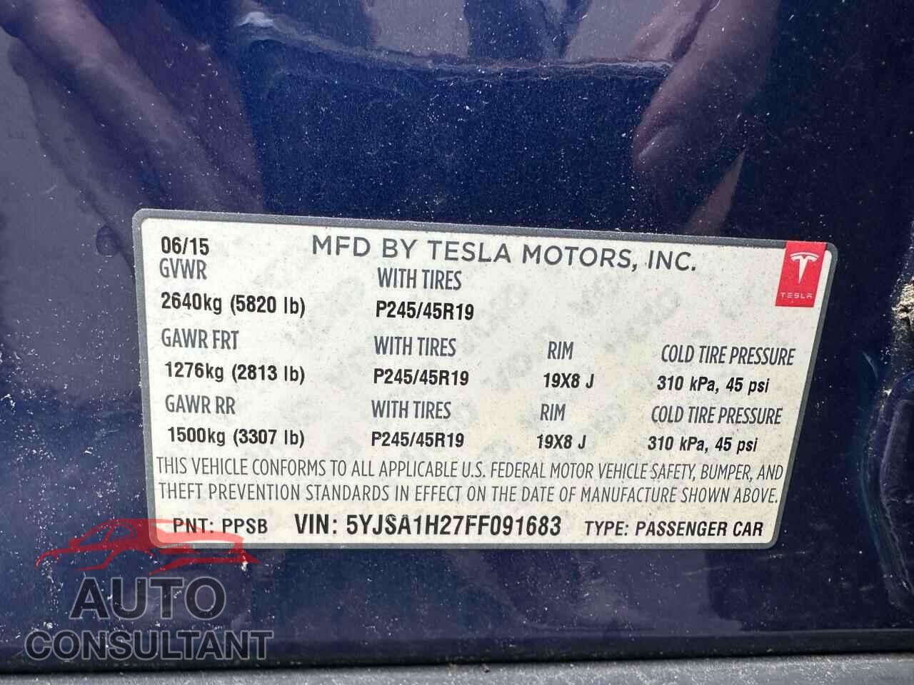 TESLA MODEL S 2015 - 5YJSA1H27FF091683