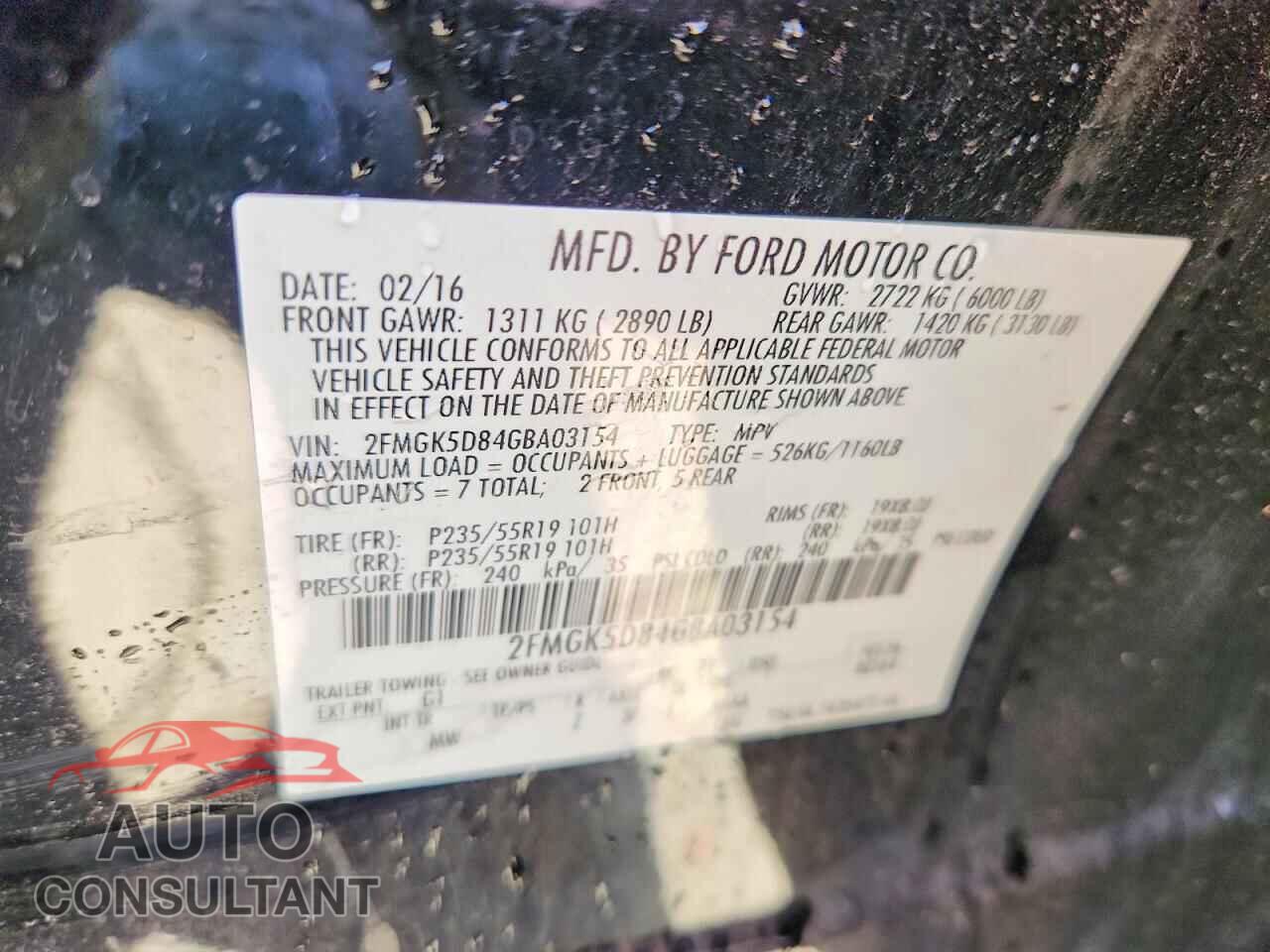 FORD FLEX 2016 - 2FMGK5D84GBA03154