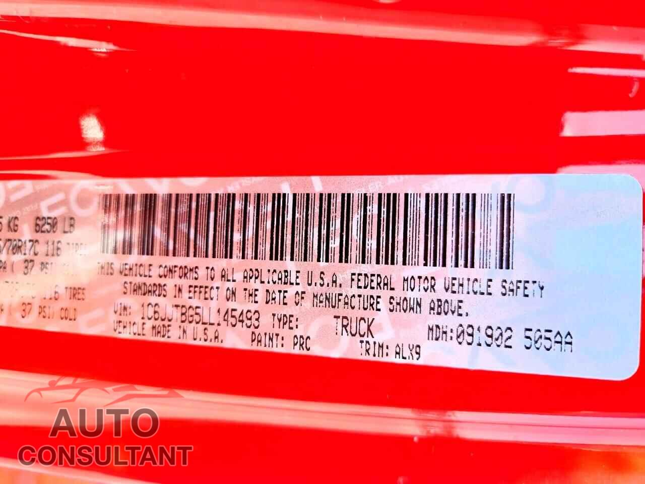 JEEP GLADIATOR 2020 - 1C6JJTBG5LL145493