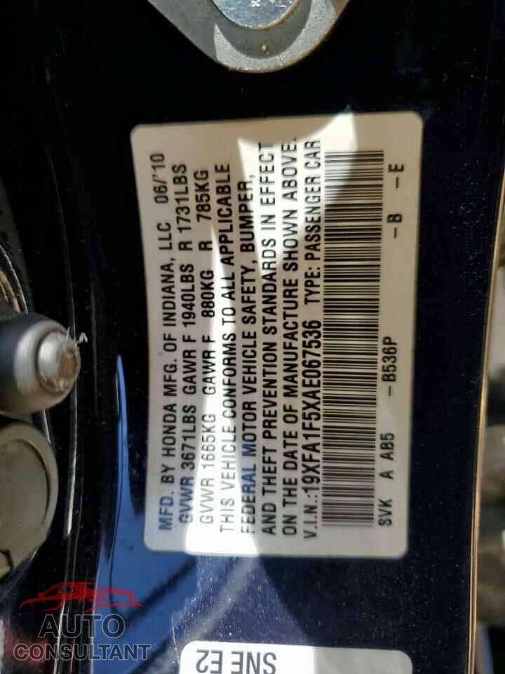 HONDA CIVIC 2010 - 19XFA1F5XAE067536