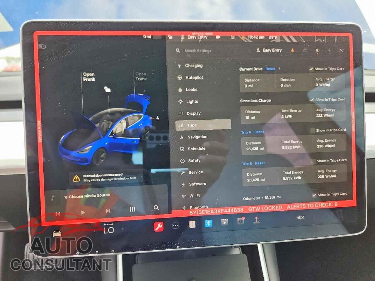 TESLA MODEL 3 2019 - 5YJ3E1EA3KF444838