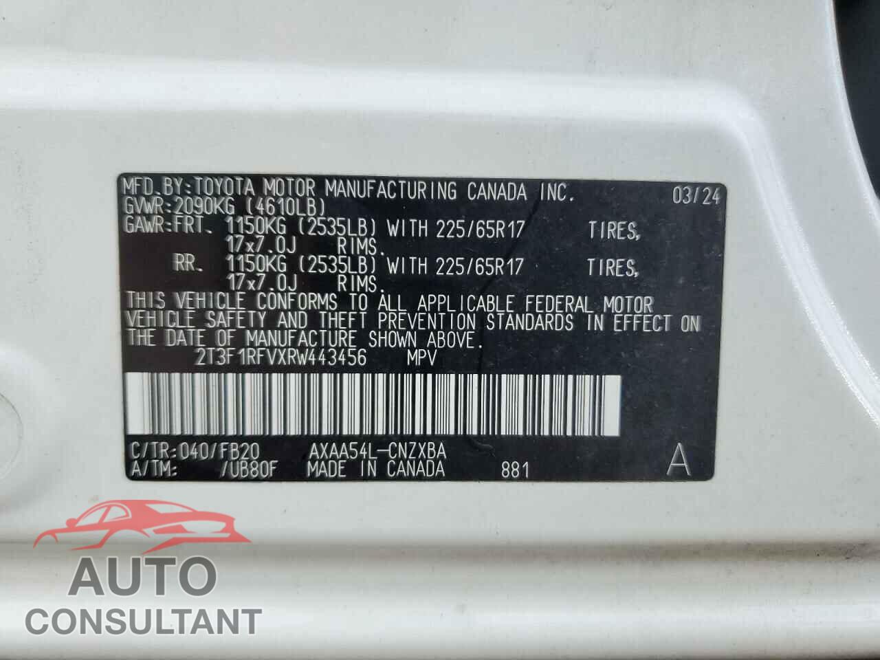 TOYOTA RAV4 2024 - 2T3F1RFVXRW443456