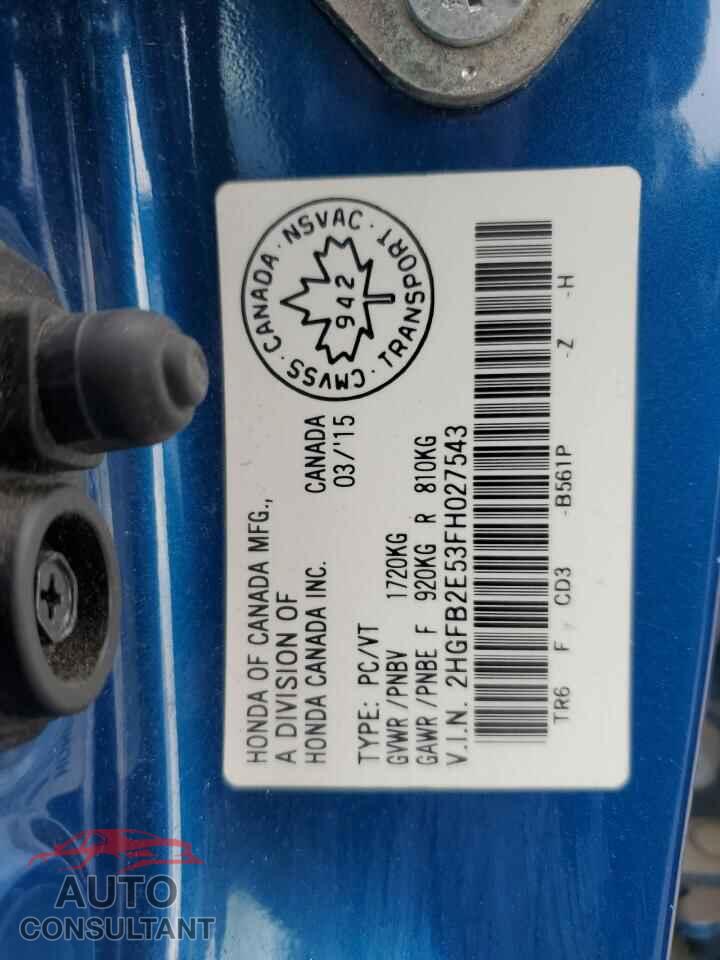 HONDA CIVIC 2015 - 2HGFB2E53FH027543