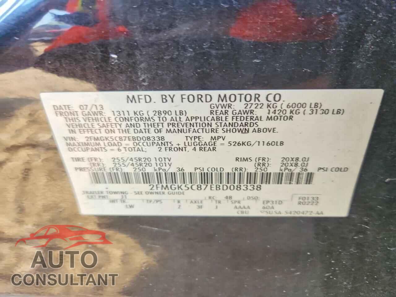 FORD FLEX 2014 - 2FMGK5C87EBD08338