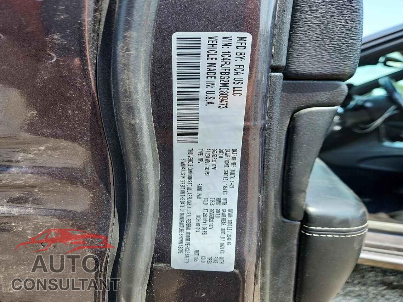 JEEP CHEROKEE 2021 - 1C4RJFBG2MC809473