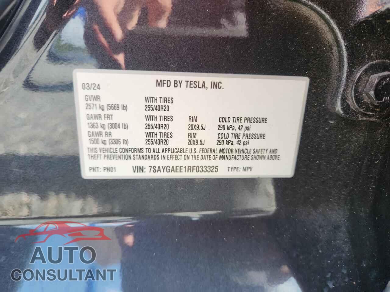 TESLA MODEL Y 2024 - 7SAYGAEE1RF033325