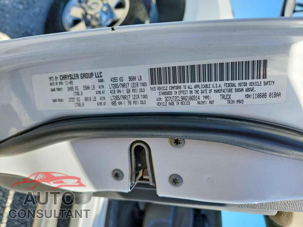 DODGE RAM 2500 2010 - 3D7UT2CL9AG106914