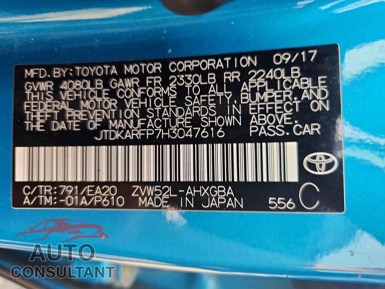 TOYOTA PRIUS 2017 - JTDKARFP7H3047616