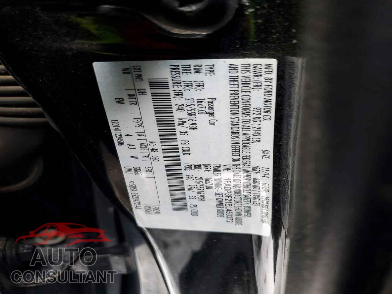 FORD FOCUS 2014 - 1FADP3F21EL450372