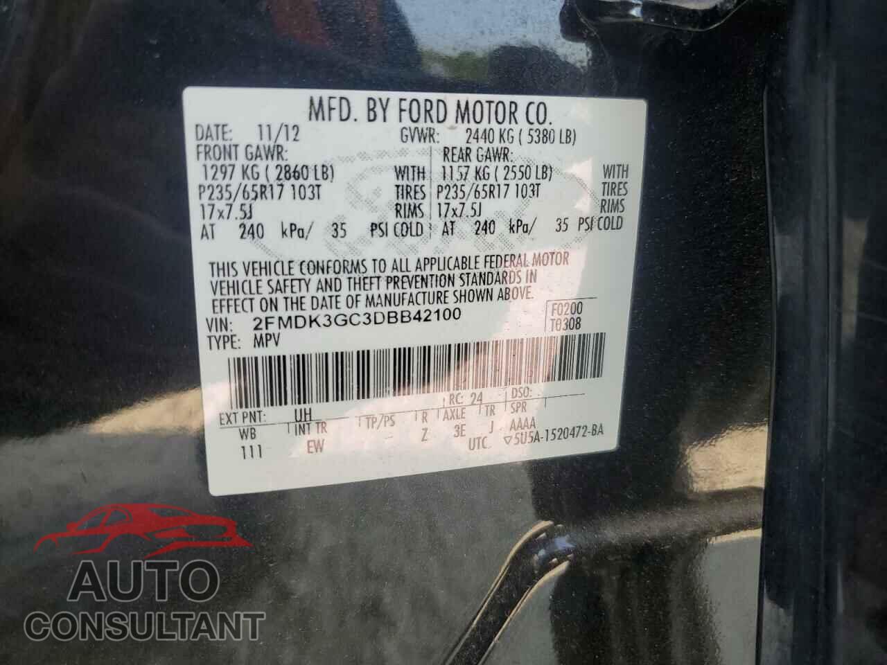 FORD EDGE 2013 - 2FMDK3GC3DBB42100