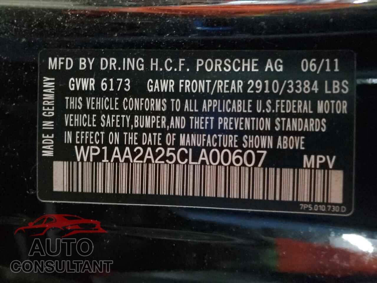PORSCHE CAYENNE 2012 - WP1AA2A25CLA00607