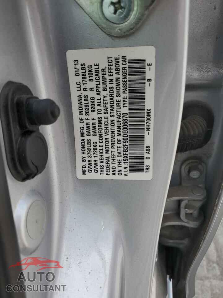 HONDA CIVIC 2013 - 19XFB2F90DE006870