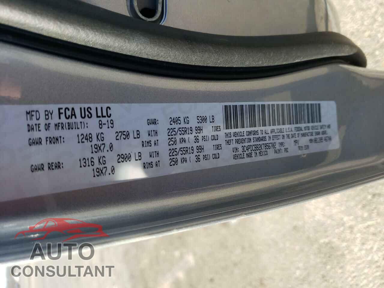 DODGE JOURNEY 2019 - 3C4PDCBB2KT856702
