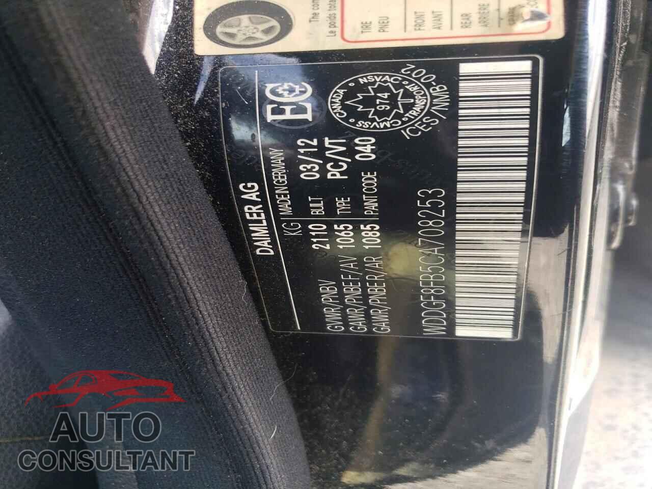MERCEDES-BENZ C-CLASS 2012 - WDDGF8FB5CA708253