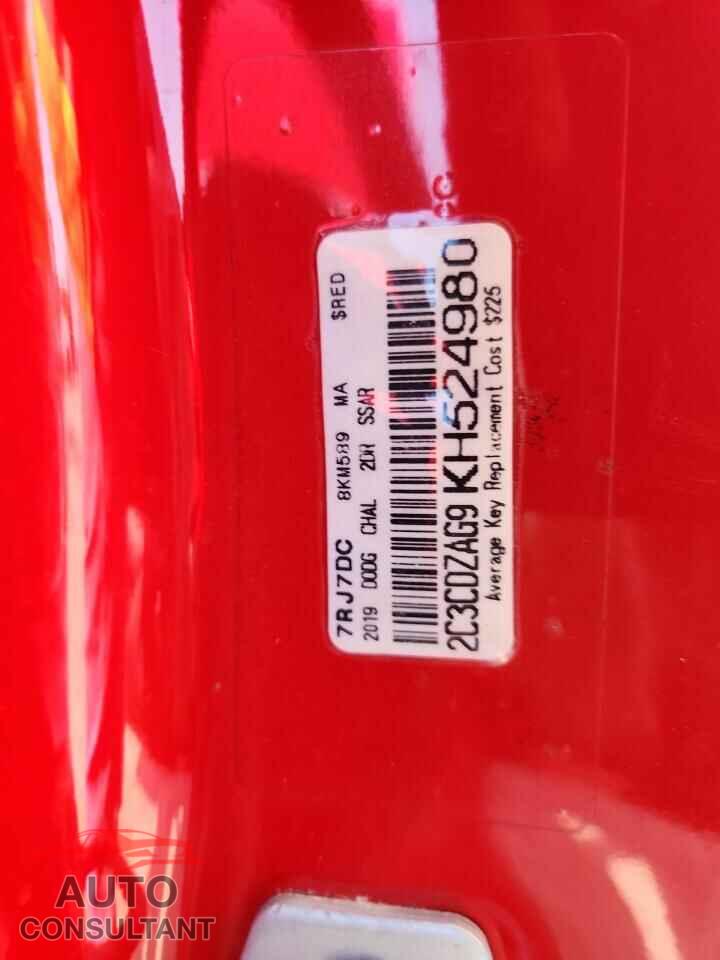 DODGE CHALLENGER 2019 - 2C3CDZAG9KH524980