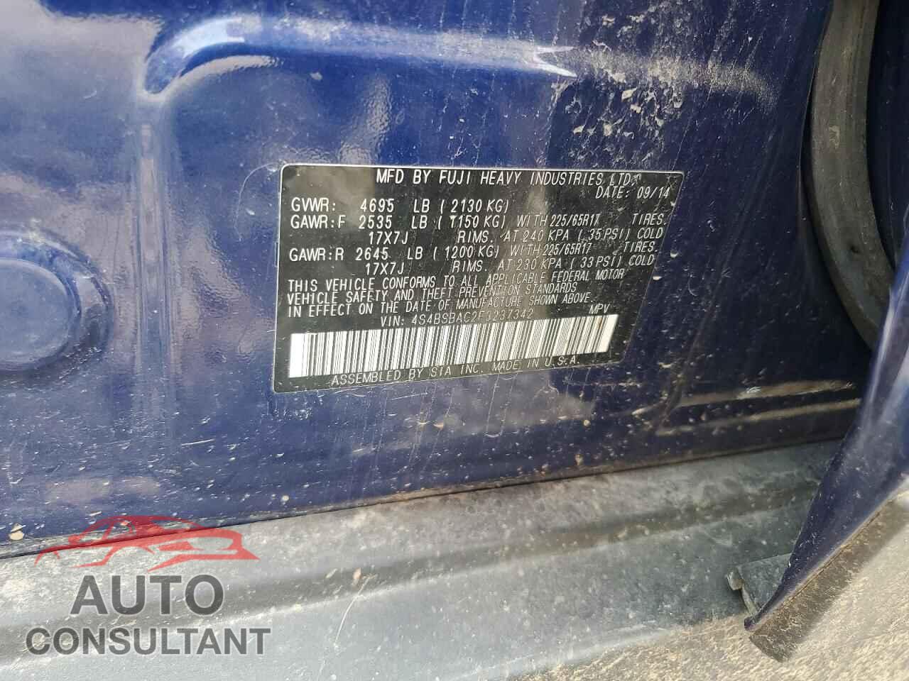 SUBARU OUTBACK 2015 - 4S4BSBAC2F3237342