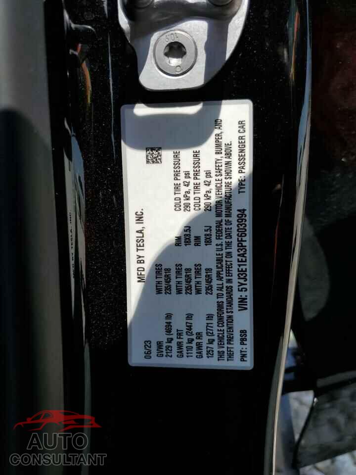 TESLA MODEL 3 2023 - 5YJ3E1EA3PF603994