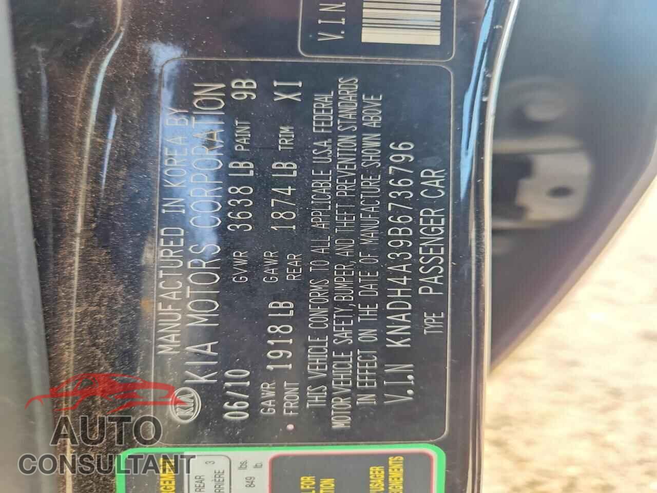 KIA RIO 2011 - KNADH4A39B6736796