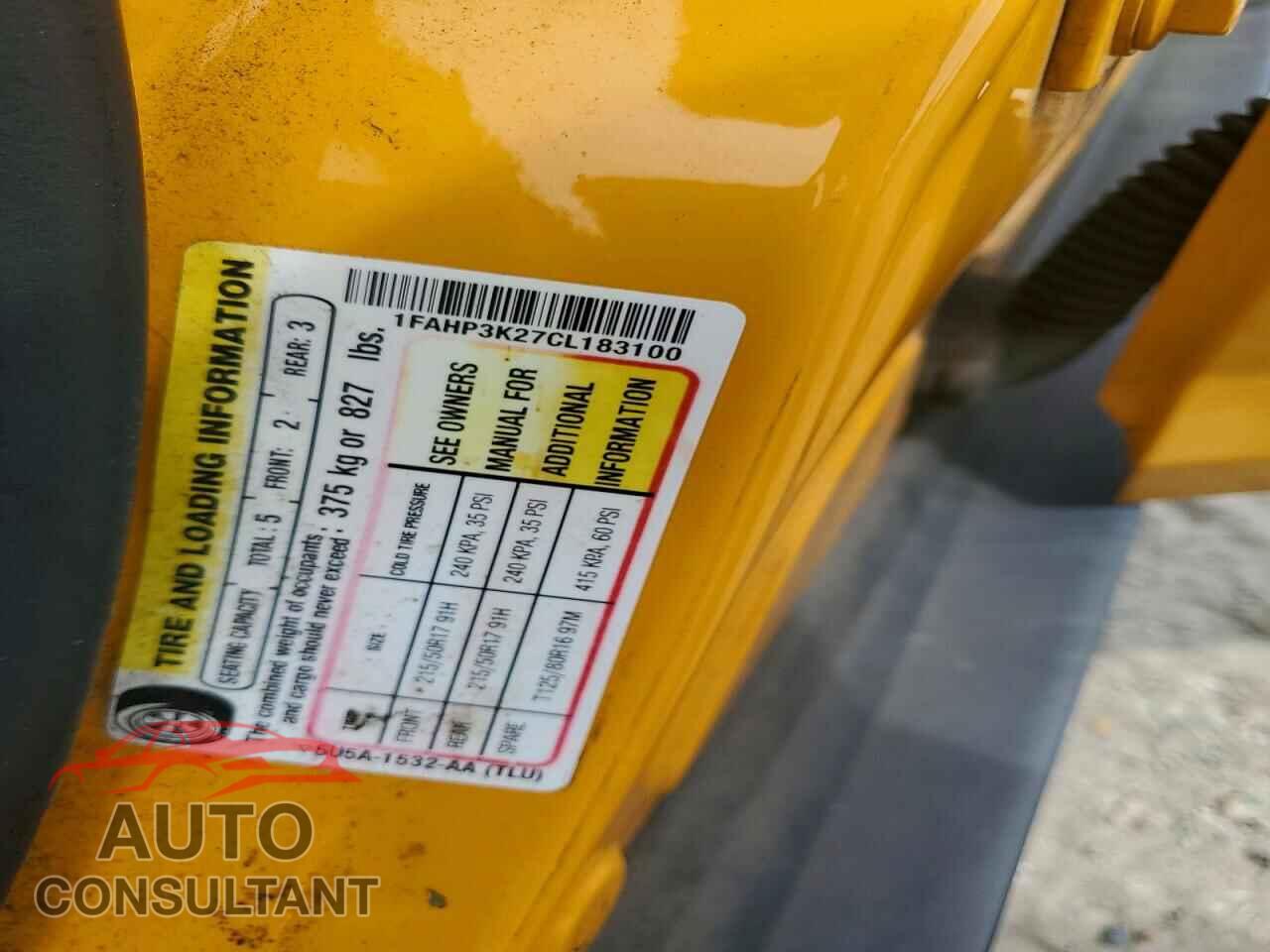 FORD FOCUS 2012 - 1FAHP3K27CL183100