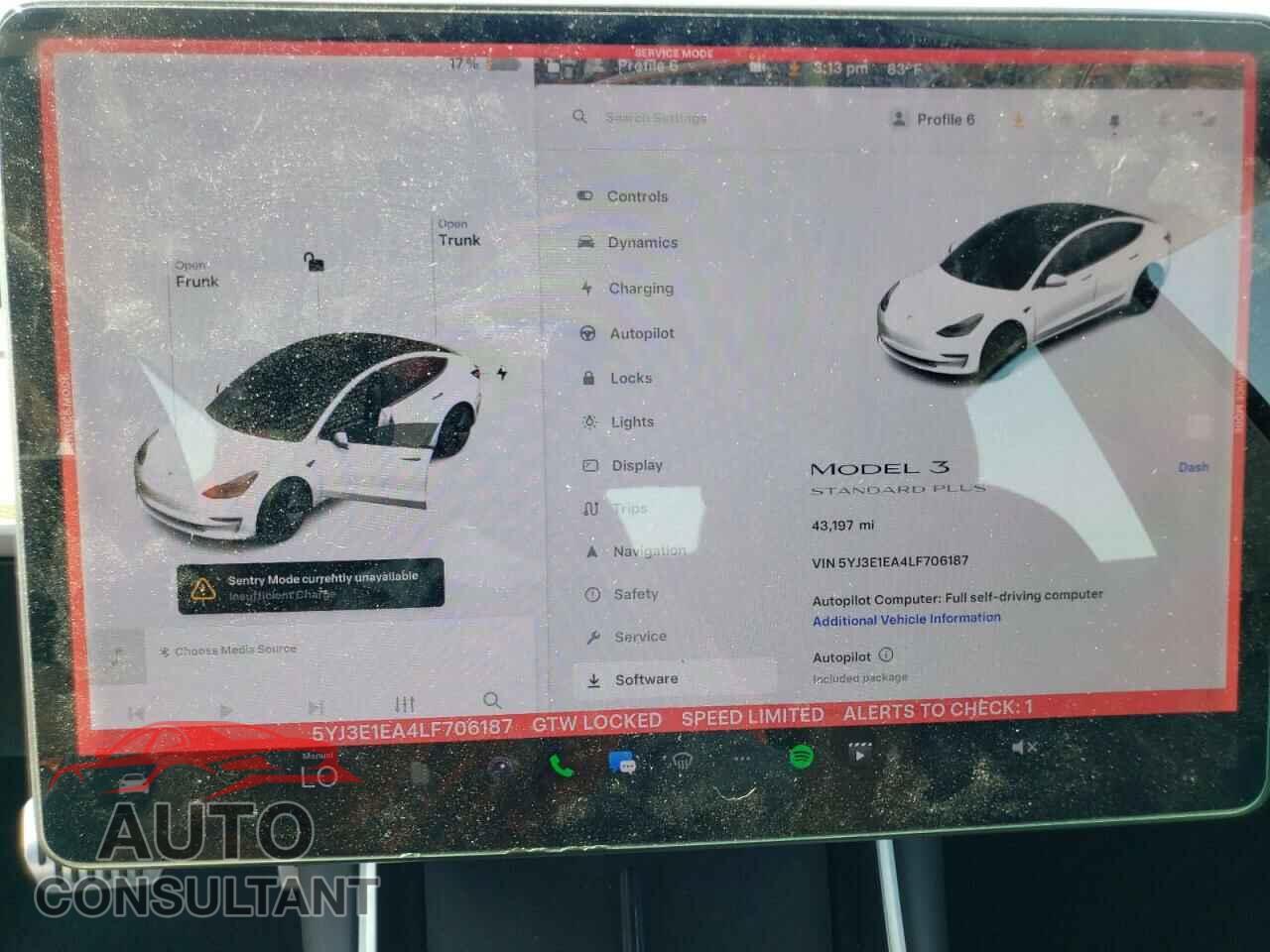 TESLA MODEL 3 2020 - 5YJ3E1EA4LF706187