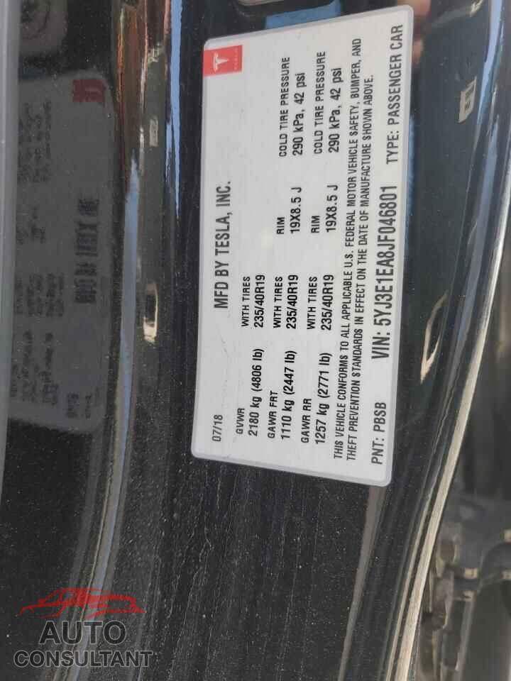 TESLA MODEL 3 2018 - 5YJ3E1EA8JF046801