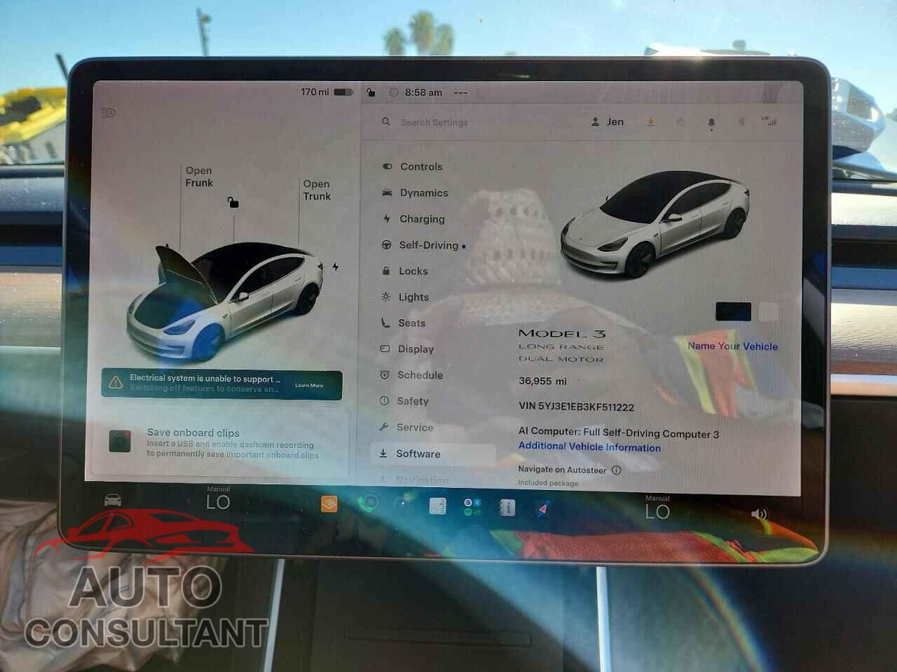 TESLA MODEL 3 2019 - 5YJ3E1EB3KF511222