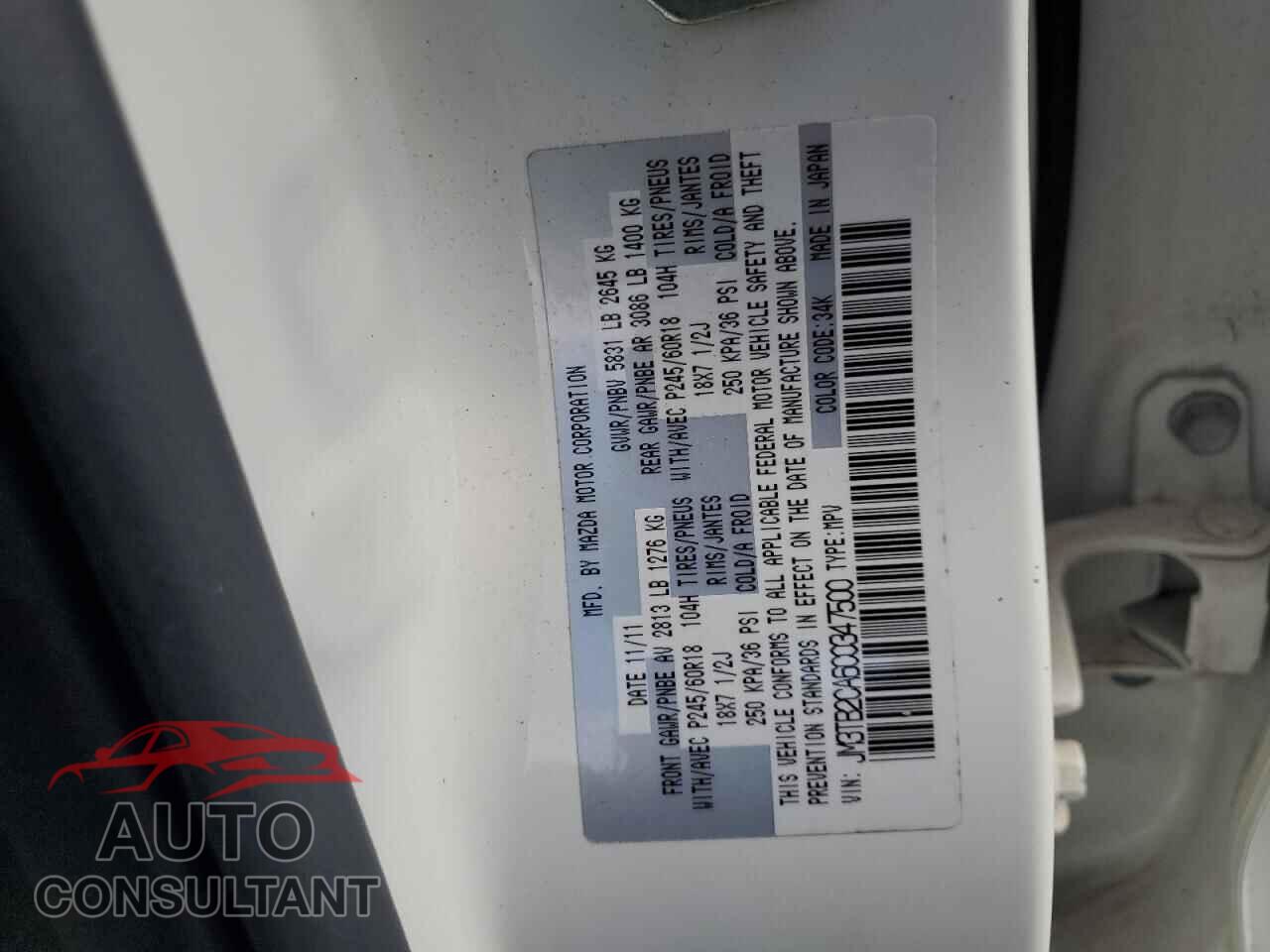 MAZDA CX-9 2012 - JM3TB2CA6C0347500