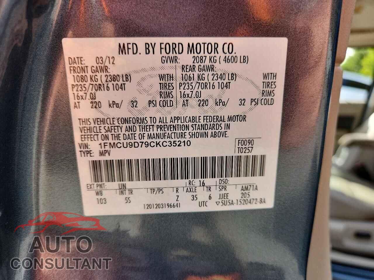 FORD ESCAPE 2012 - 1FMCU9D79CKC35210