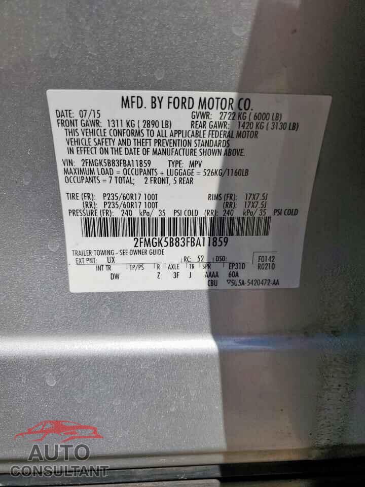 FORD FLEX 2015 - 2FMGK5B83FBA11859