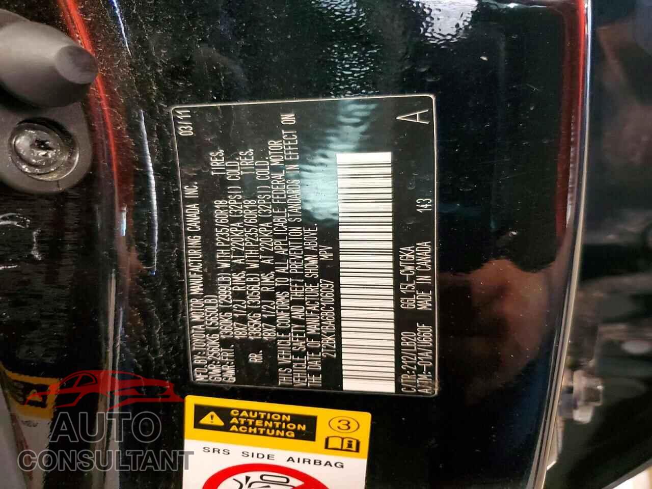 LEXUS RX350 2011 - 2T2BK1BA6BC106097