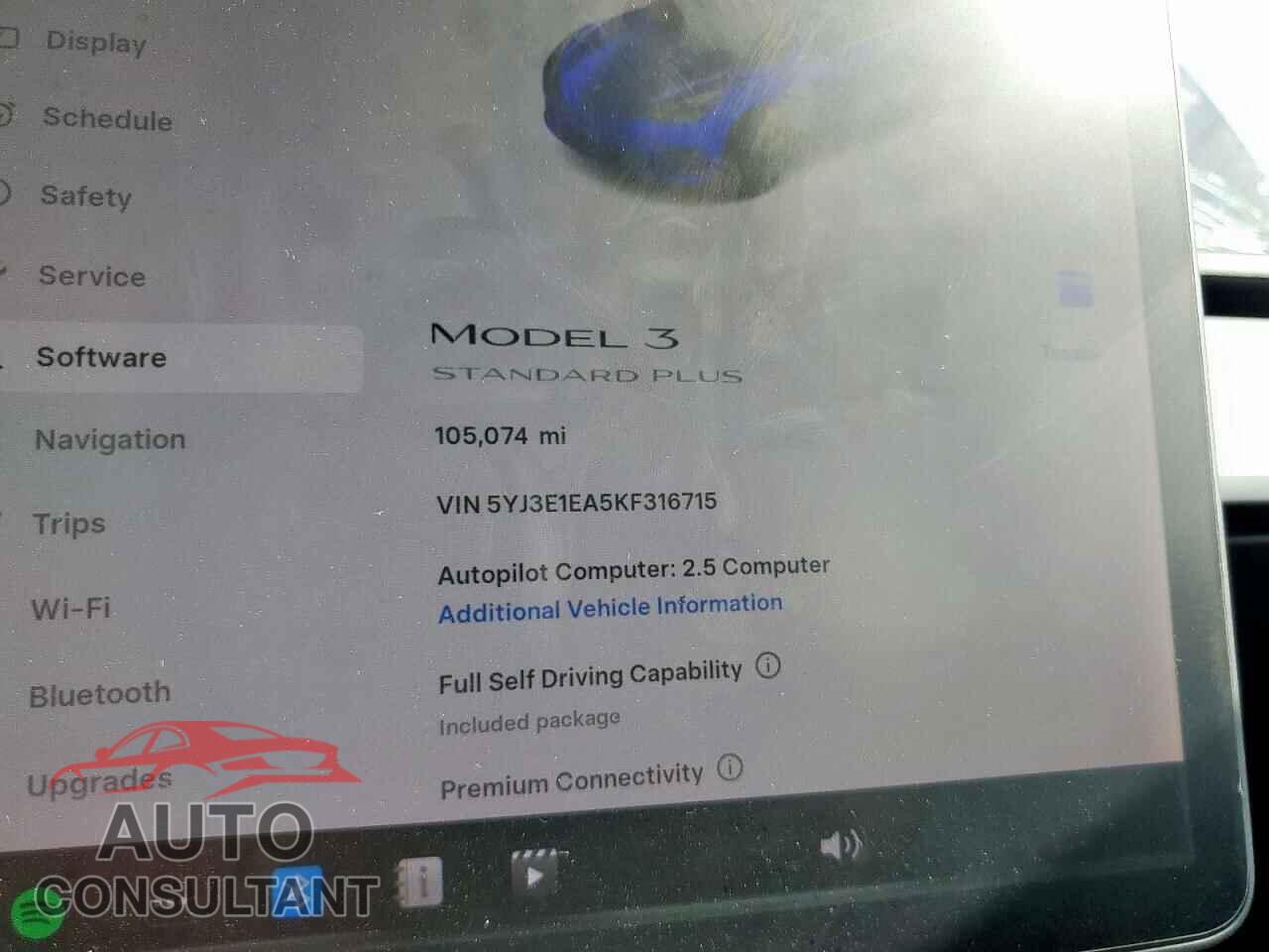 TESLA MODEL 3 2019 - 5YJ3E1EA5KF316715