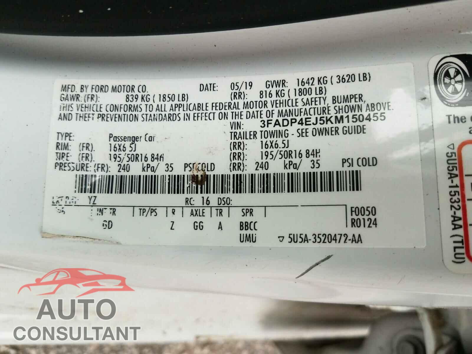 FORD FIESTA 2019 - 3FADP4EJ5KM150455