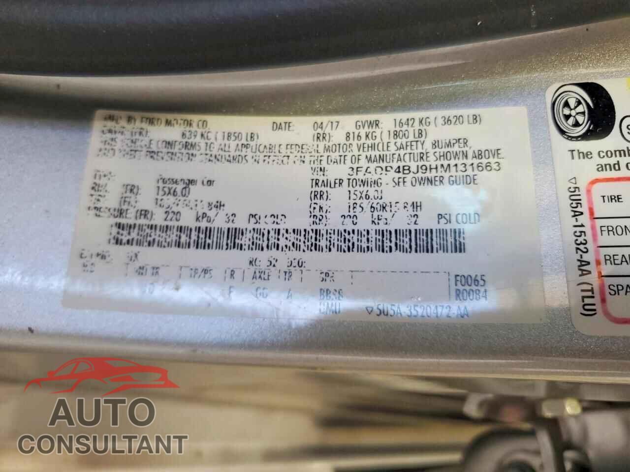 FORD FIESTA 2017 - 3FADP4BJ9HM131663