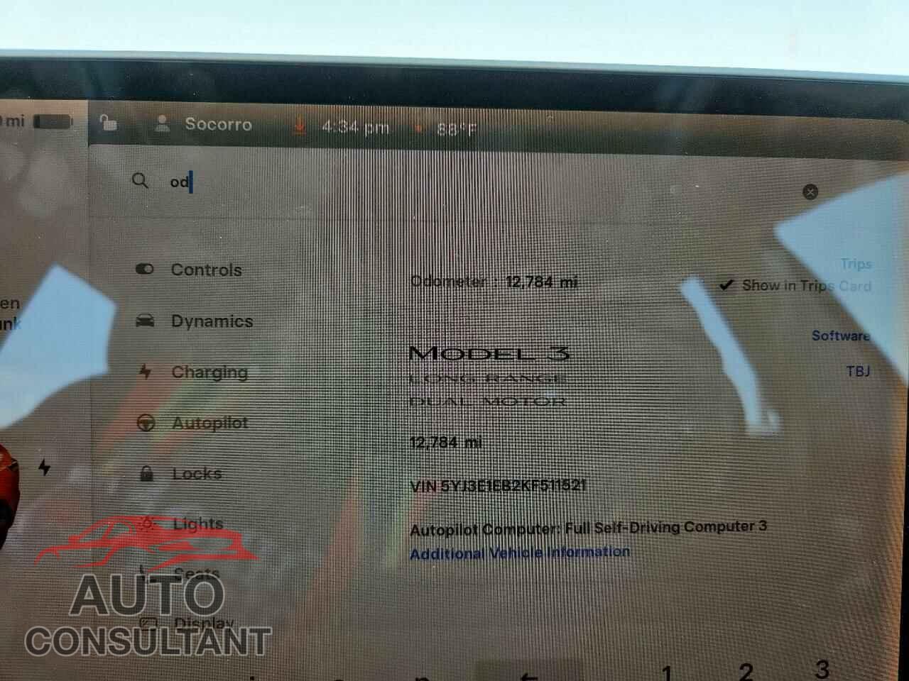 TESLA MODEL 3 2019 - 5YJ3E1EB2KF511521