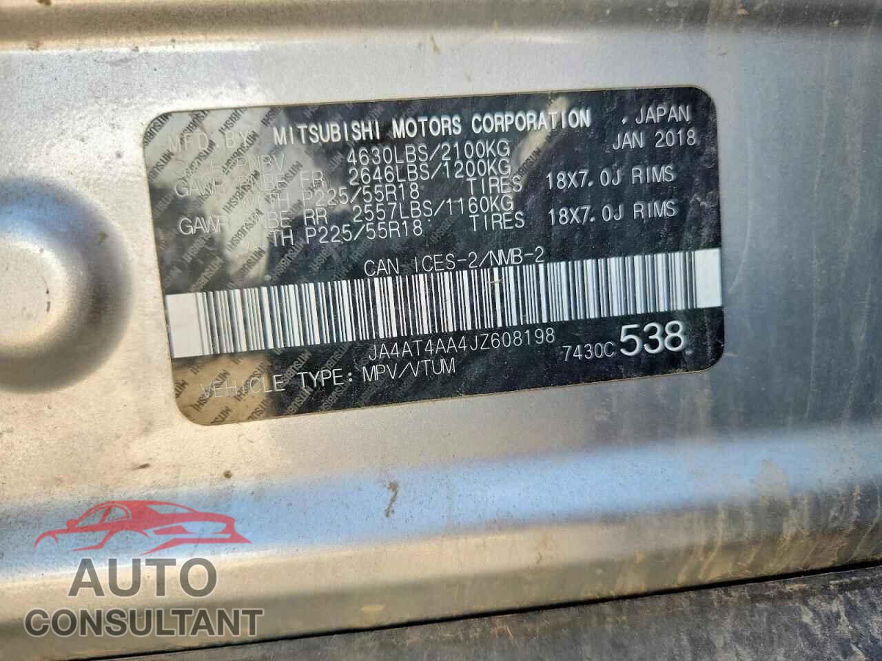 MITSUBISHI ECLIPSE 2018 - JA4AT4AA4JZ608198