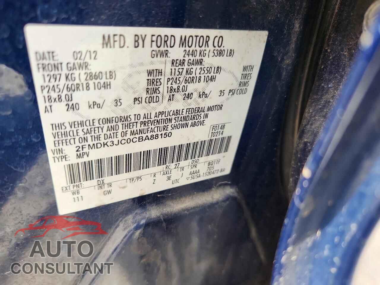 FORD EDGE 2012 - 2FMDK3JC0CBA88150