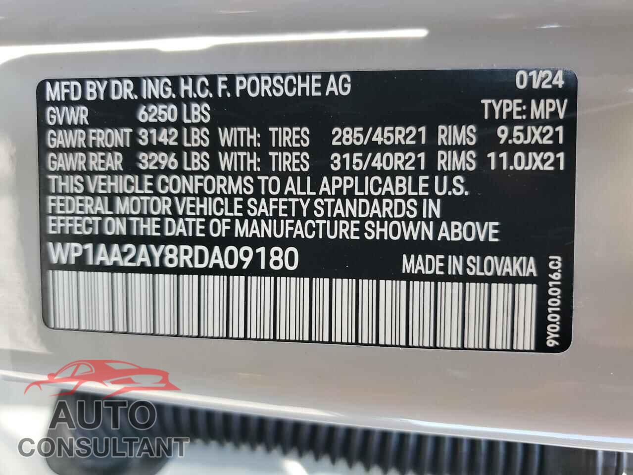 PORSCHE CAYENNE 2024 - WP1AA2AY8RDA09180