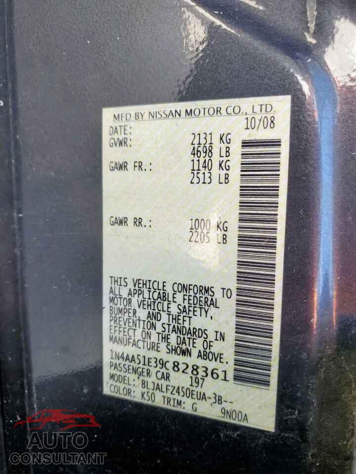 NISSAN MAXIMA 2009 - 1N4AA51E39C828361