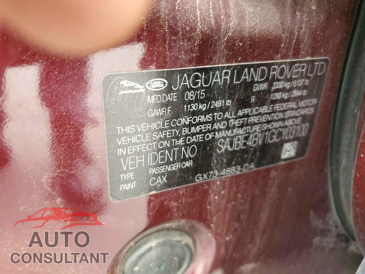 JAGUAR XF 2016 - SAJBE4BV1GCY03100