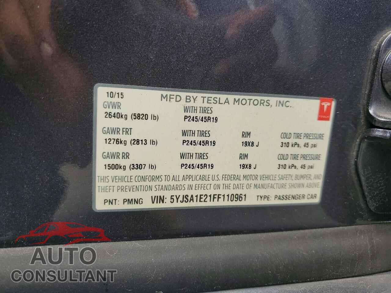 TESLA MODEL S 2015 - 5YJSA1E21FF110961