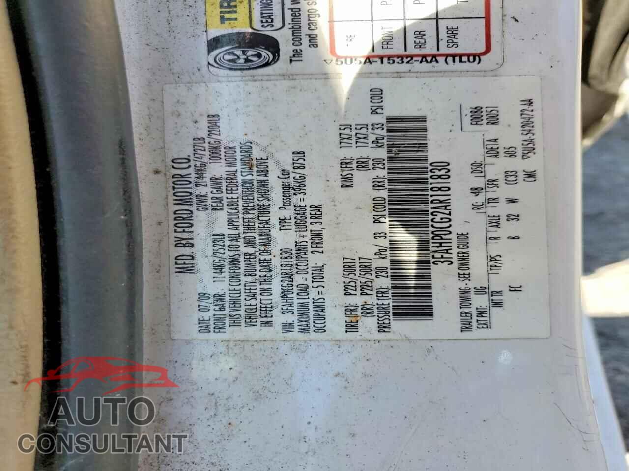 FORD FUSION 2010 - 3FAHP0CG2AR181830