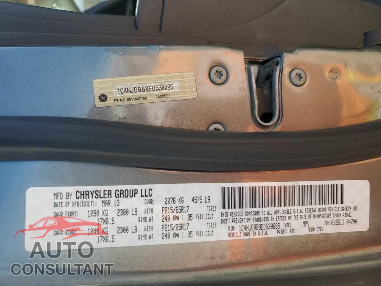 JEEP COMPASS 2014 - 1C4NJDBB8ED538695