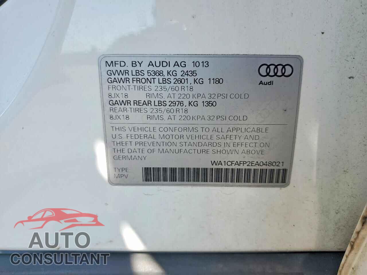 AUDI Q5 2014 - WA1CFAFP2EA048021