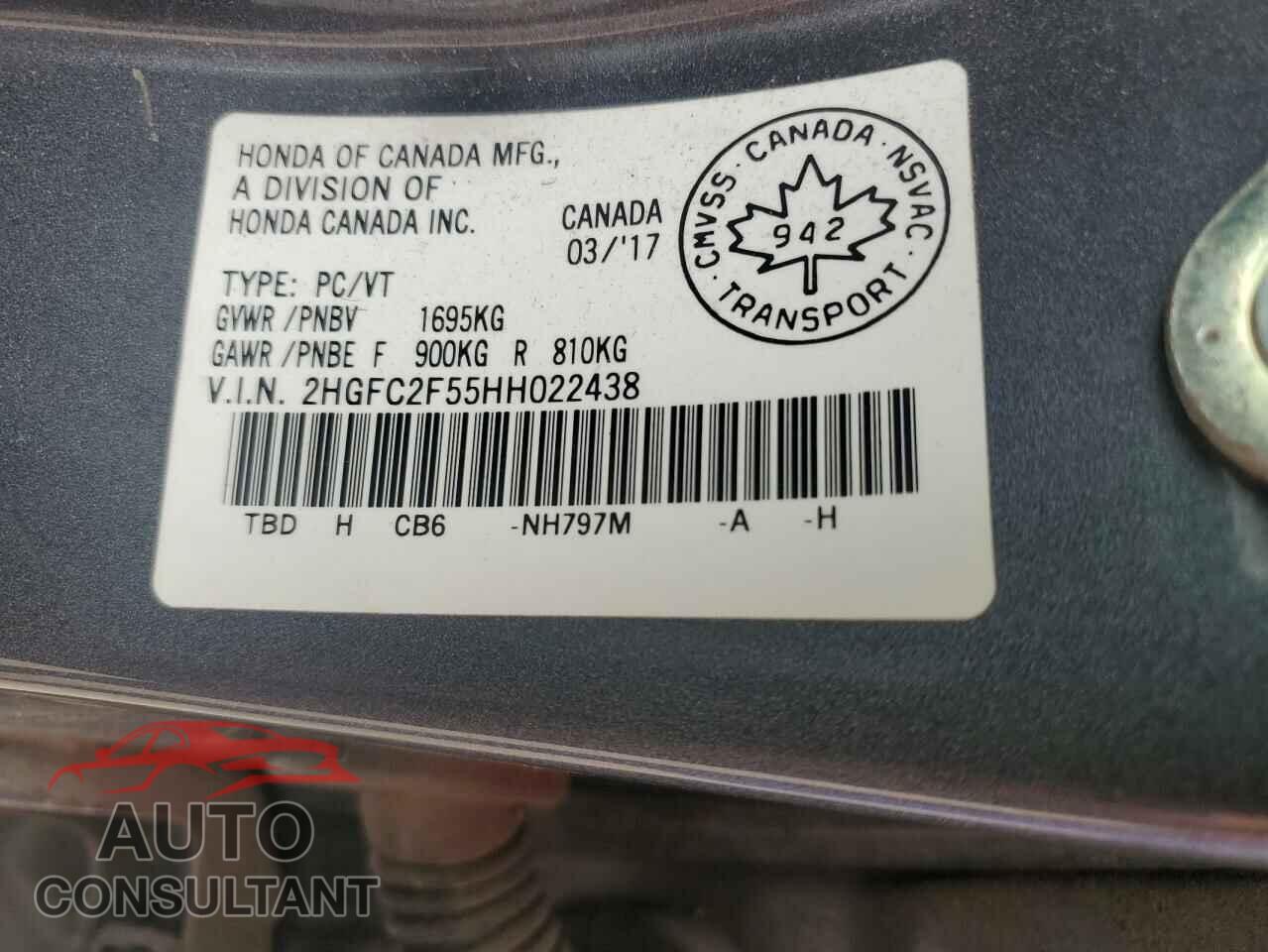 HONDA CIVIC 2017 - 2HGFC2F55HH022438