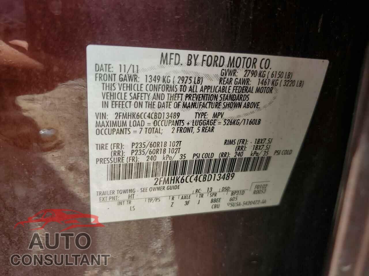 FORD FLEX 2012 - 2FMHK6CC4CBD13489