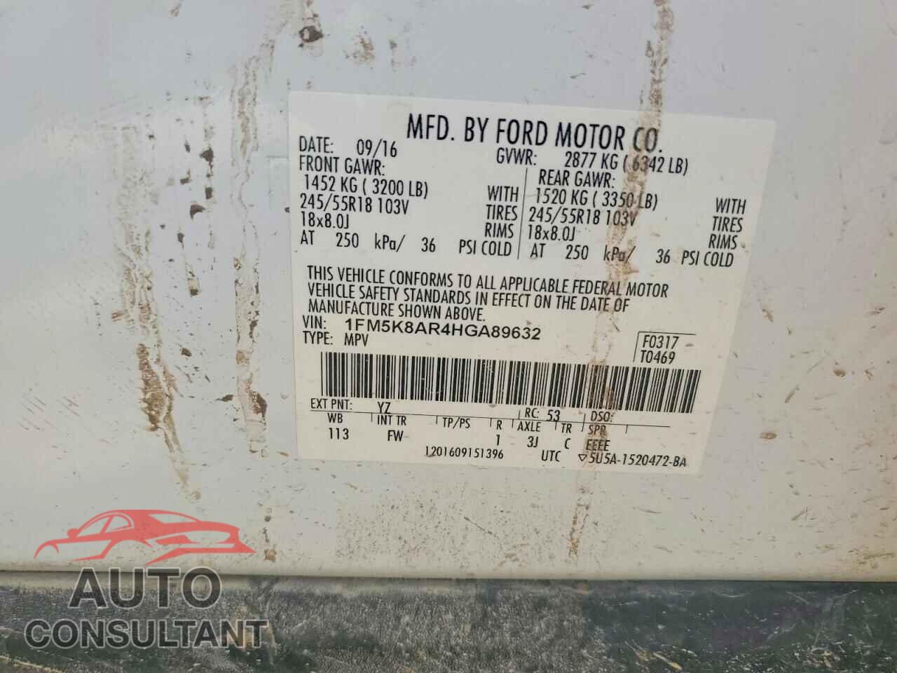 FORD EXPLORER 2017 - 1FM5K8AR4HGA89632