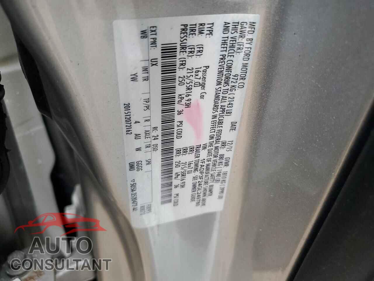 FORD FOCUS 2016 - 1FADP3F24GL249780