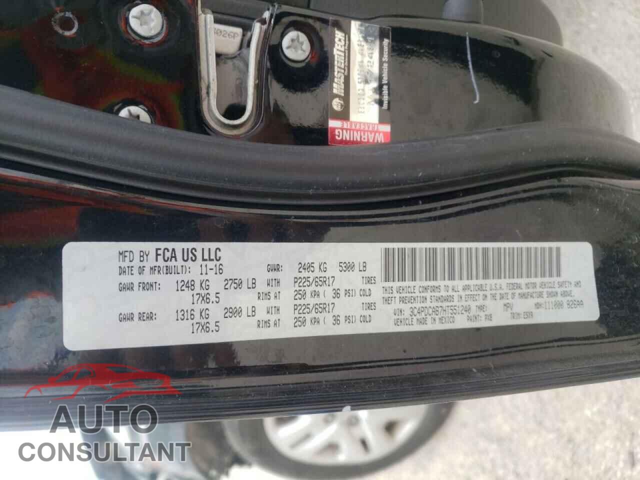 DODGE JOURNEY 2017 - 3C4PDCAB7HT551240