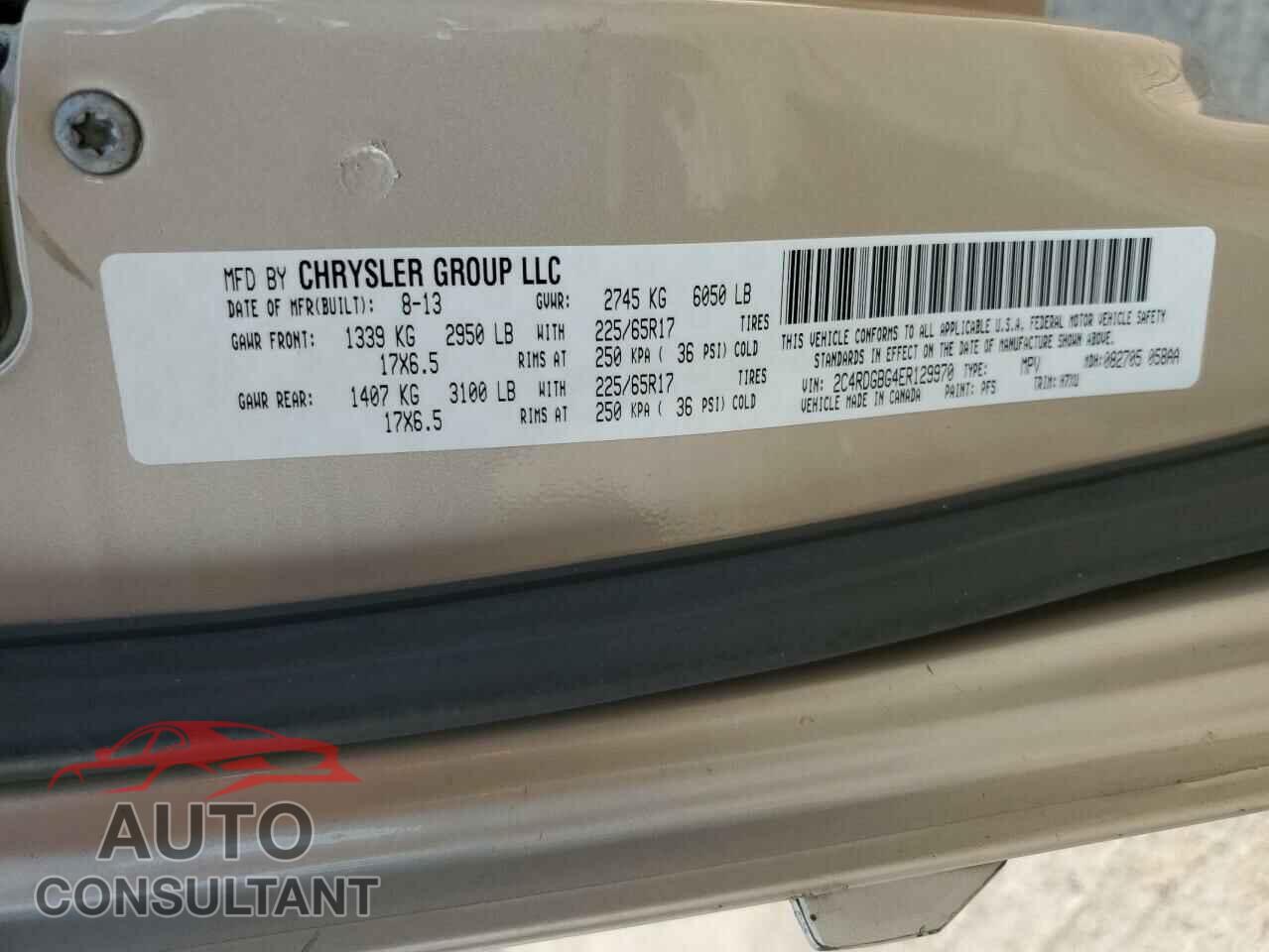 DODGE CARAVAN 2014 - 2C4RDGBG4ER129970